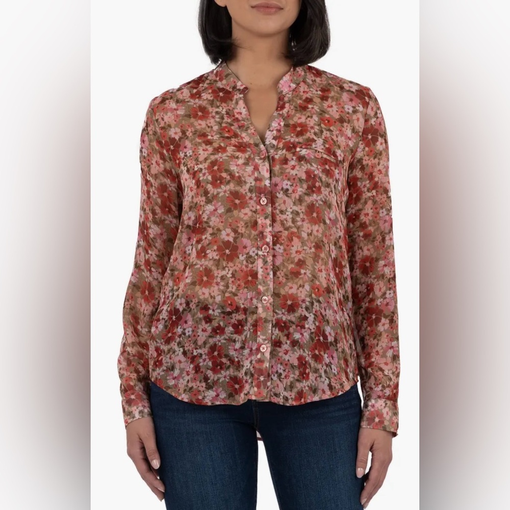 NWT Kut from the Kloth Vibrant Pink and Purple Floral Blouse - Picture 3 of 8